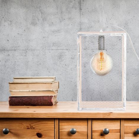 Lampe à poser avec cadre en bois LOUISE (1/4)