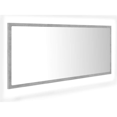vidaXL Espejo de baño LED acrílico gris hormigón 100x8,5x37 cm (1/2)