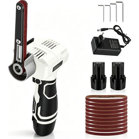 Ponceuse à bande sans fil 12 V avec 2 batteries de 2,0 Ah, lime à bande, 10 (1/5)