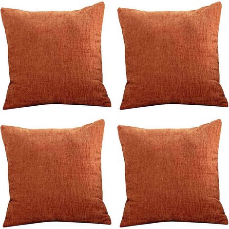 Housses de coussin orange brûlé 45 x 45 cm, lot de 4, style rustique moderne, housse de coussin carrée décorative (1/5)