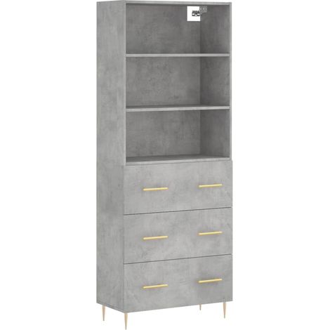 Credenza buffet cassettiera mobile contenitore organizer cucina soggiorno soggiorno alto 69,5 x 34 x 180 cm derivati del legno grigio 020034505
