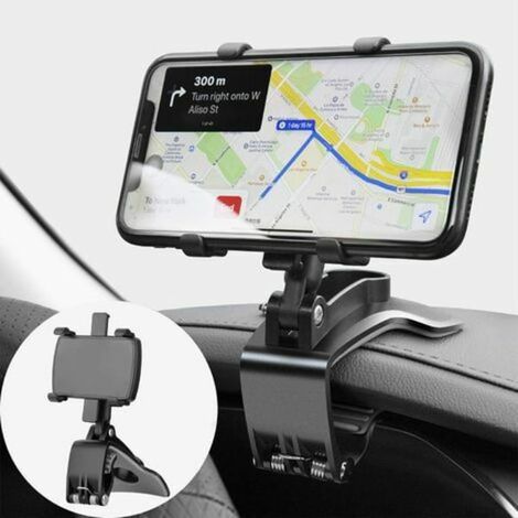 Support téléphone voiture Kartokner 360° rotatif, fixation tableau de bord pour smartphone GPS 4-7 pouces, support mobile robuste et ajustable. (1/5)