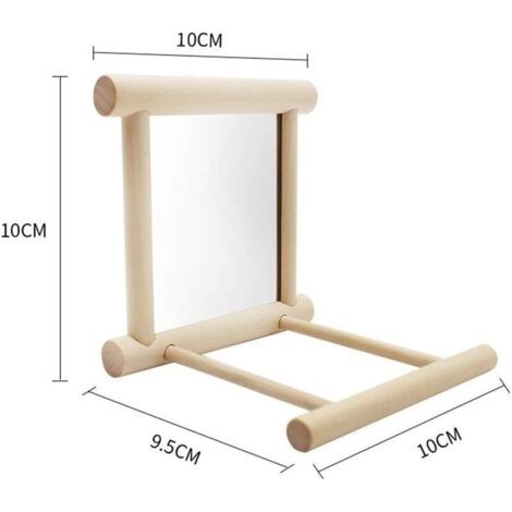 Cage à oiseaux en deux parties avec perchoir miroir, jouet pour perroquet, ara gris à mâcher en bois. (1/3)