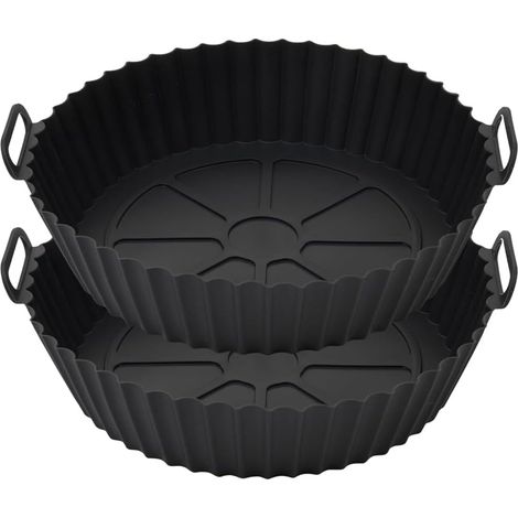 Lot de 2 moules en silicone pour friteuse à air, accessoires pour friteuse à air, réutilisables à la place du papier sulfurisé (capacité jusqu'à 8 litres) (1/5)