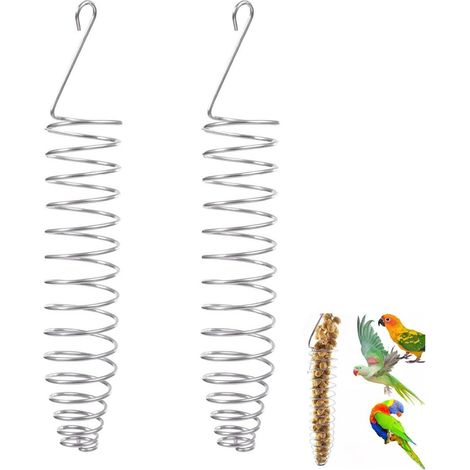 Bird Food Holder, Parrot Search Toys for Cage, Treat Feeders Hanging Stainless Steel Basket Fruit and Vegetable (1/5)