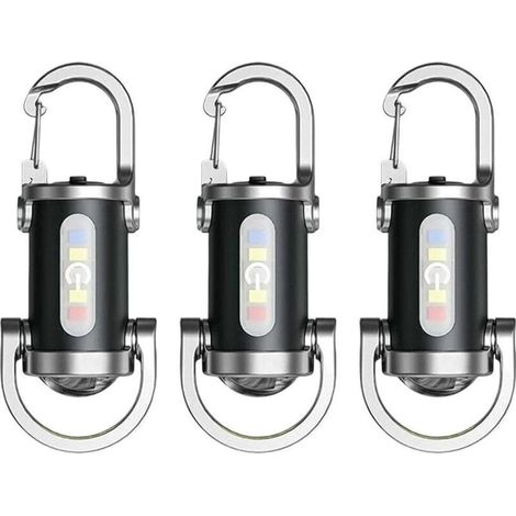 Lampe Torche Et Batterie Externe 2 En 1, Lot de 3 Mini Lampe Torche Porte-Clés, Petites Lampes Torches Led Puissantes, Étanches Et Résistantes A-ux Chocs Lampes Porte-Clés Multifonctionnelle (1/4)