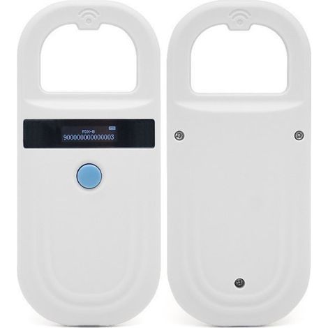 Longziming - Lecteur de puces – Lecteur de puces compact – Lecteur sans fil RFID pour animaux – Scanner portable pour étiquettes auriculaires – Écran LCD – Transfert de données USB – Pour chats, chien (1/5)