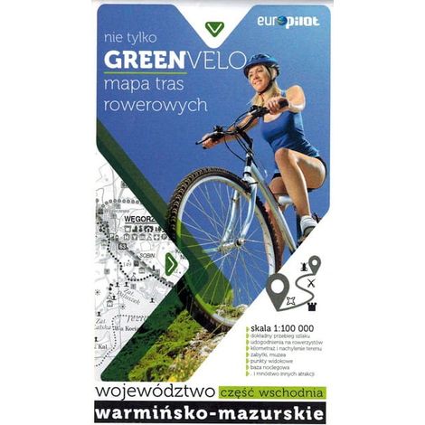 Woiwodschaft Ermland-Masuren, östlicher Teil. Touristische Karte der Radwege. Nicht nur Green Velo. Euro Pilot. (1/5)