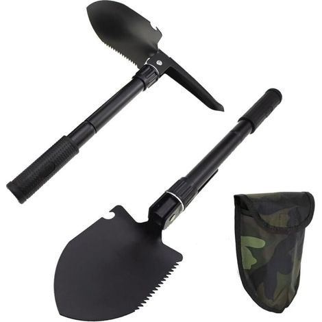 Pelle de survie pliante, mini outil de creusement robuste en acier au carbone de style militaire pour le camping tout-terrain, le jardinage, (1/5)