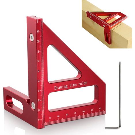 Rapporteur Carré pour le Travail du Bois, Équerre 3D D'onglet - Traçage Angle de 45 à 90, Outil de Mesure Menuiserie pour Bricolage/Outillage/Menuiserie
