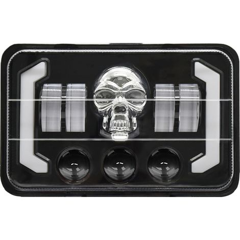1 phare LED rectangulaire en forme de tête de mort pour voiture, 4 x 6, 5 pouces, avec feux de route/croisement, clignotants DRL, compatible avec H4651, H4652, H4656, H4666, H6545, remplacement pour (1/5)