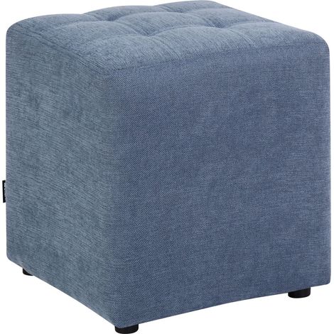 Tabouret Ottoman Forme Cubique Moderne en Tissu Bleu Kansas (1/5)