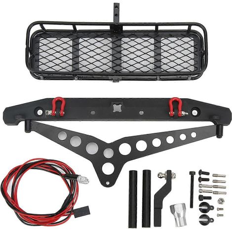 Pare-chocs arrière en aluminium avec kit d'éclairage LED pour remorque compatible avec la voiture RC 1/10 TRX-4 SCX10 90046 SCX10III. (1/5)