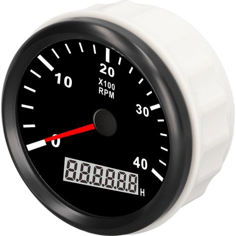 Compte-tours moteur 85mm 0-4000 tr/min avec compteur horaire 0.0-99999.9h, étanche IP67, antibuée, rétroéclairage rouge, pour voiture camion bateau (1/5)