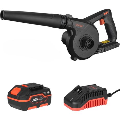 Soplador de Hojas a Batería DVB-200 Dnipro-M, Ligero 1 kg, hasta 240 km/h Potencia, Incluye Batería 4Ah y Cargador, para Hojas y Residuos Jardín (1/5)