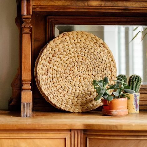Tischsets aus gewebter Wasserhyazinthe (4er-Set), runde Rattan-Tischsets, 15-Zoll-Tischsets aus Weide, geeignet für Esstische, Hochzeiten, Partys, Grillfeste und den täglichen Gebrauch.