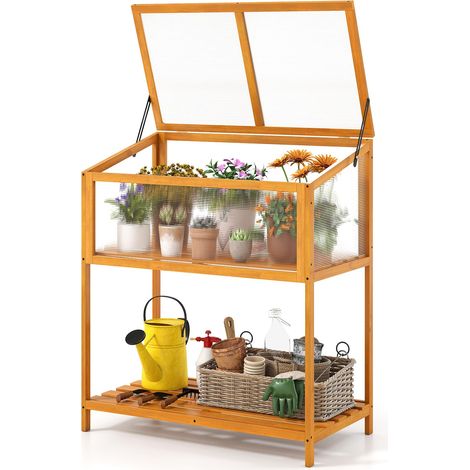 mini serre de jardin mini serre pour semis mini serre interieur petite serre de jardin en bois cadre froid chaude isolée toit transparent ouvrant ra (1/5)