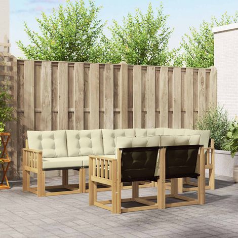 vidaXL Outdoor-Sofagarnitur mit Kissen 7 pcs Weiß und Creme (1/5)
