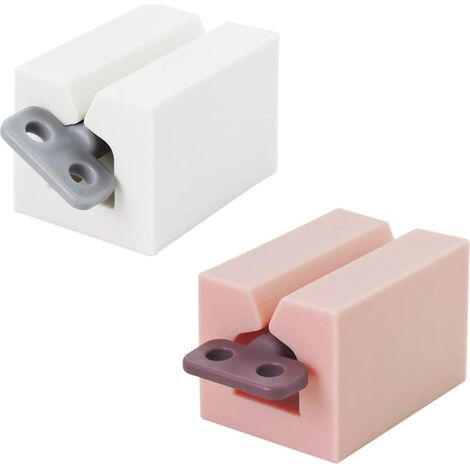 Distributeur de dentifrice pour salle de bain avec tube à roulettes 2 PCS (blanc + rose)