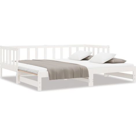 Lit coulissant blanc sans matelas, 2 x (90 x 200) cm (1/5)