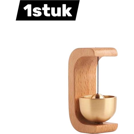 Sonnette de porte en bois style zen pour décoration intérieure couleur bois clair (1/4)