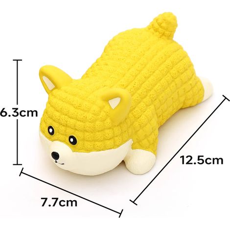 Jouet pour chien en latex forme Shiba Inu couché S, jouet à croquer bruiteur résistant aux morsures pour chiot et chien adulte