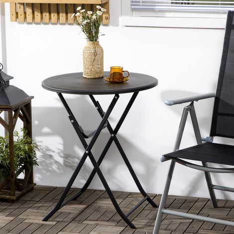 Table ronde ø60 cm en bois composite gris anthracite (1/5)