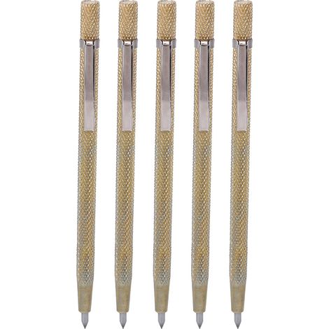 Stylo de gravure diamanté 5 pièces, pointe carbure anti-dérapante pour verre, céramique, métal et bois (1/5)