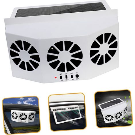 Ventilateur d'extraction solaire pour voiture, ventilateur à trois têtes, circulateur d'air pour voiture, ventilation et refroidissement (1/5)