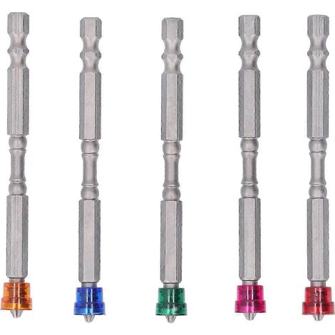 Ensemble de 5 embouts de tournevis magnétiques à anneau, tige hexagonale 1/4 po, acier allié, pour visseuse électrique (1/5)