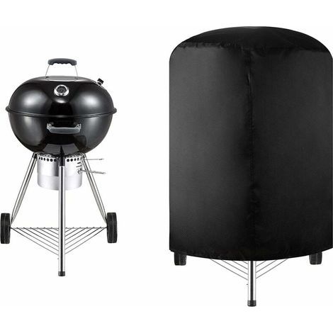 Funda redonda para barbacoa, funda impermeable para parrilla de barbacoa de tela Oxford 210D, funda para barbacoa, lona protectora, funda para parrilla, color negro, 58 x 77 cm. (1/5)