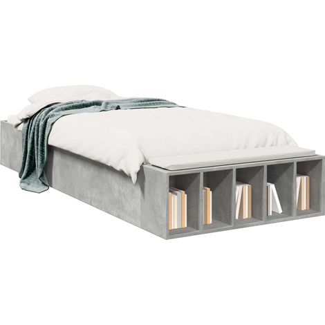 Cadre de lit avec rangement avec étagère Gris béton 80 x 200 cm vidaXL (1/5)