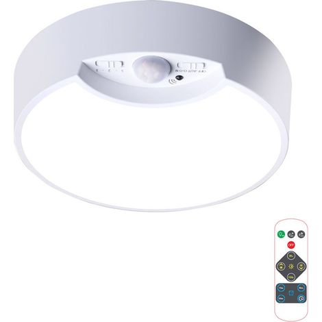 Plafonnier LED à piles avec détecteur de mouvement, adapté aux cuisines, chambres, salles de bains et couloirs, livré avec télécommande. (1/5)