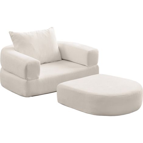 Canapé modulaire en tissu beige, convertible et confortable pour salon, chambre ou appartement, assise large et style moderne, facile à déplacer - CHICFURN (1/5)