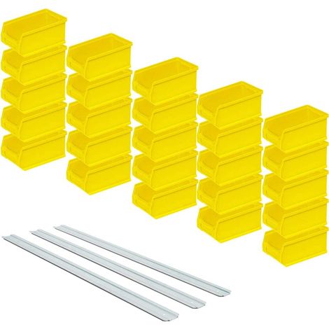 BRB Lot de 25 boîtes à empiler pour empilage de fenêtre Jaune Capacité 0,85 l 175 x 100 x 75 mm Rails de Suspension Murale (1/2)
