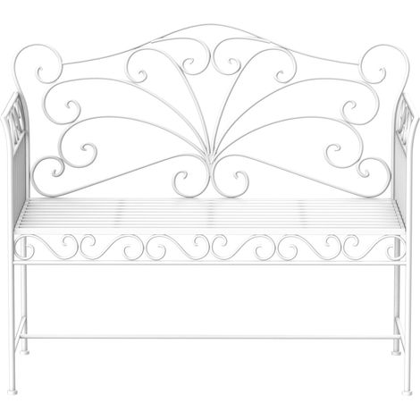 Banc de jardin 2 places acier inoxydable blanc 111 x 50 x 98 cm