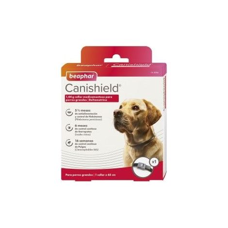 Collier antiparasitaire Canishield pour chiens Grandes races - Triple Protection Flebotoms, Ticks et Flea Deltrine - 1 Collier 65 cm