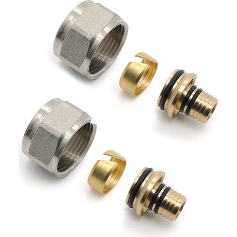 Lot de 2 raccords à bague de serrage 18 x 2 mm pour tuyau de chauffage, chauffage au sol, blocs de robinetterie 3/4" Eurokonus