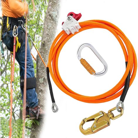 Sicherheitsset aus Stahlseil für den Außenbereich, 12 mm x 3 m Sicherheitsgurt mit dreifach verriegelndem Karabinerhaken, verstellbarem Verbindungsmittel, geringe Verlängerung für Absturzsicherung, CR (1/5)