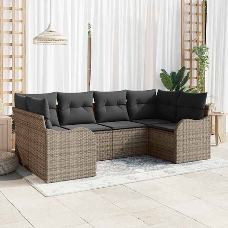Gartensofa-set Grau Poly-Rattan