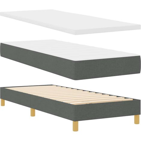 Lit simple,Lit adulte,Lit box spring avec matelas gris foncé, 80x200 cm, tissu CFW14555 (1/5)