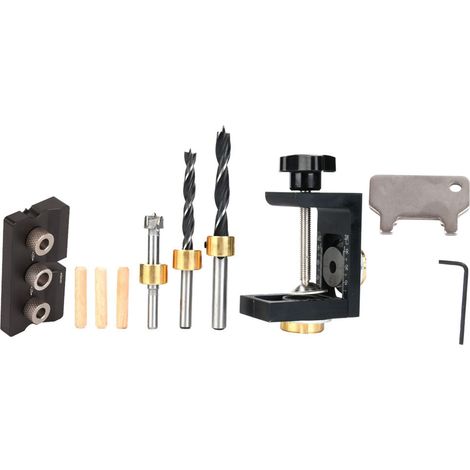 Guide de Perçage 3 en 1 pour Bois, Gabarit d'Assemblage à Cheville et Poinçon de Localisation (Type B) - Outil de Menuiserie (1/5)