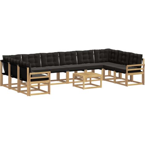 Outdoor-Sofagarnitur 11 Stk. Weiß und Schwarz vidaXL (1/5)