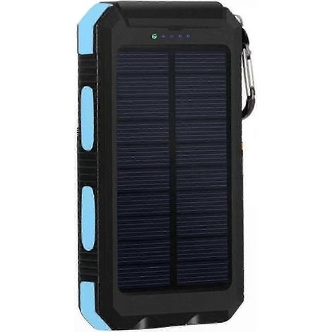 Batterie externe portable à énergie solaire haute efficacité, idéale pour les aventures en plein air (bleue). (1/5)