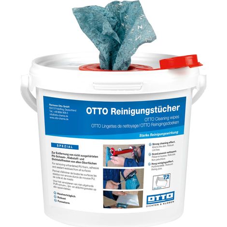 Lingettes de nettoyage mousse PU, colle et mastic - Seau de 72