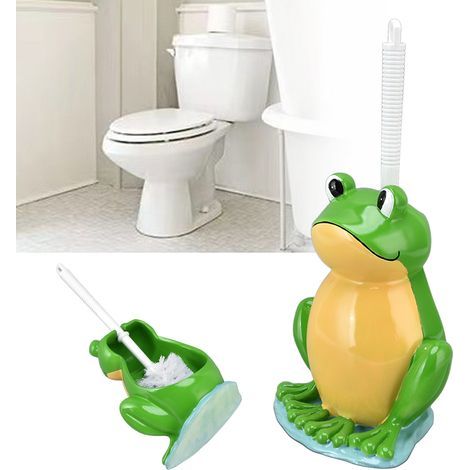 Scopa per WC a forma di rana - Pulitore per il bagno creativo con supporto e contenitore (1/5)