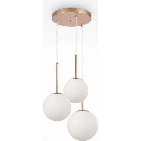 Suspension moderne dorée - 3 globes en grappe DELTONA (1/4)
