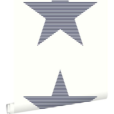 papier peint étoile à rayures bleu foncé sur blanc - ESTAhome (1/5)