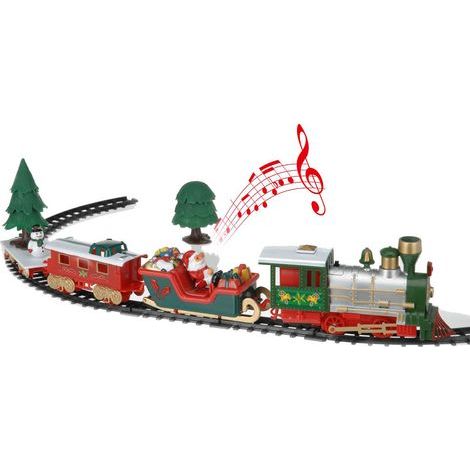 Train électrique musical du Père Noël – Set de 22 pièces – Rails droits et courbes – Pour décoration intérieure festive – EHL (1/5)