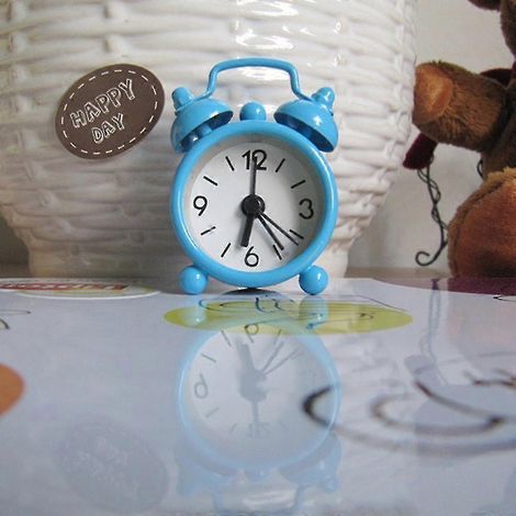 Réveil miniature en métal, créatif et mignon, réveil électronique, bleu (1/2)